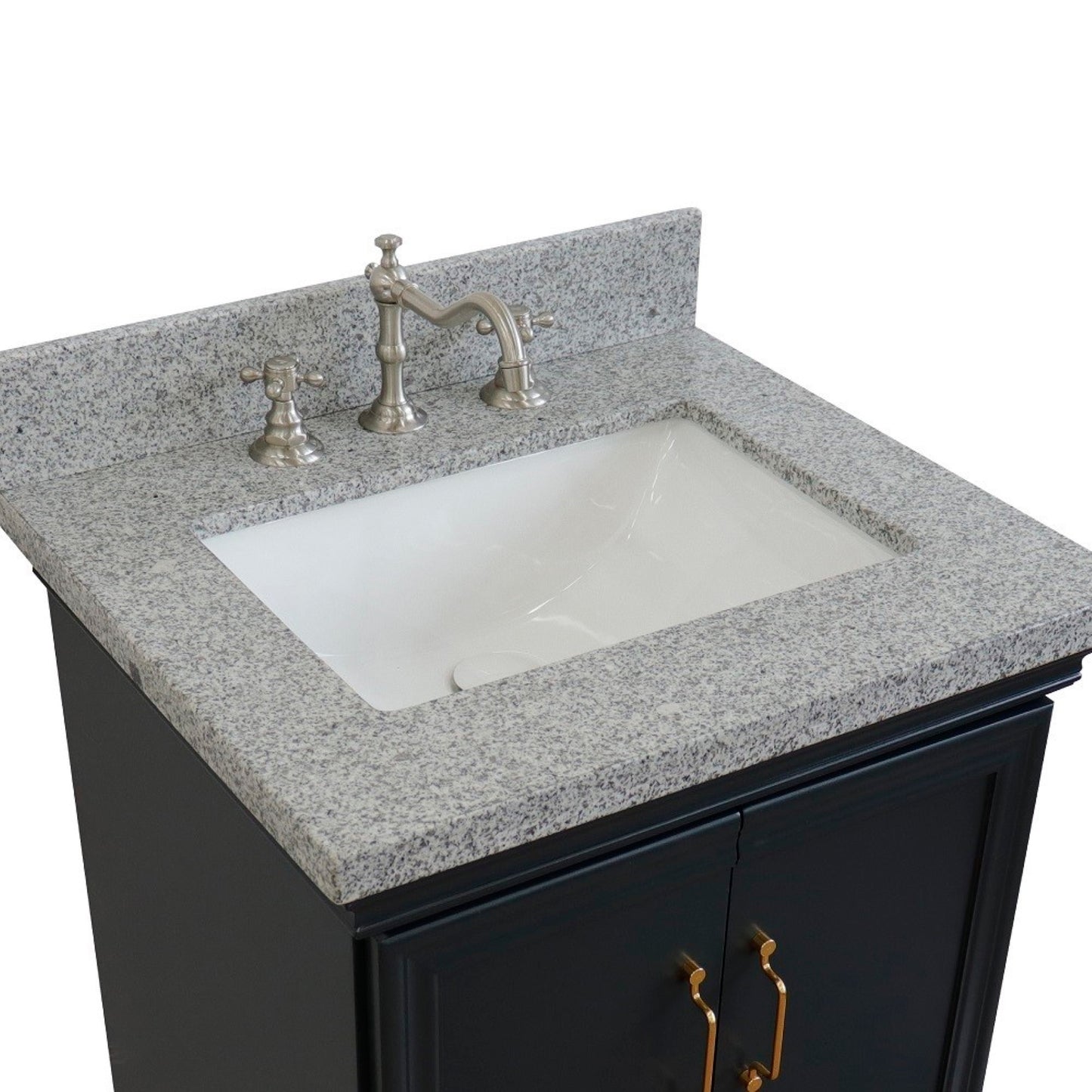25" Single vanity in Dark Gray finish with Gray granite and rectangle sink