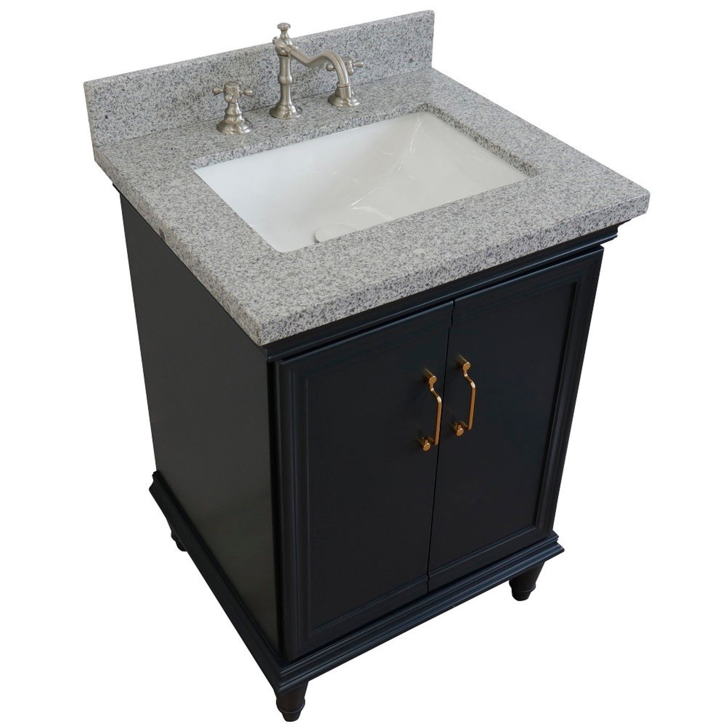 25" Single vanity in Dark Gray finish with Gray granite and rectangle sink