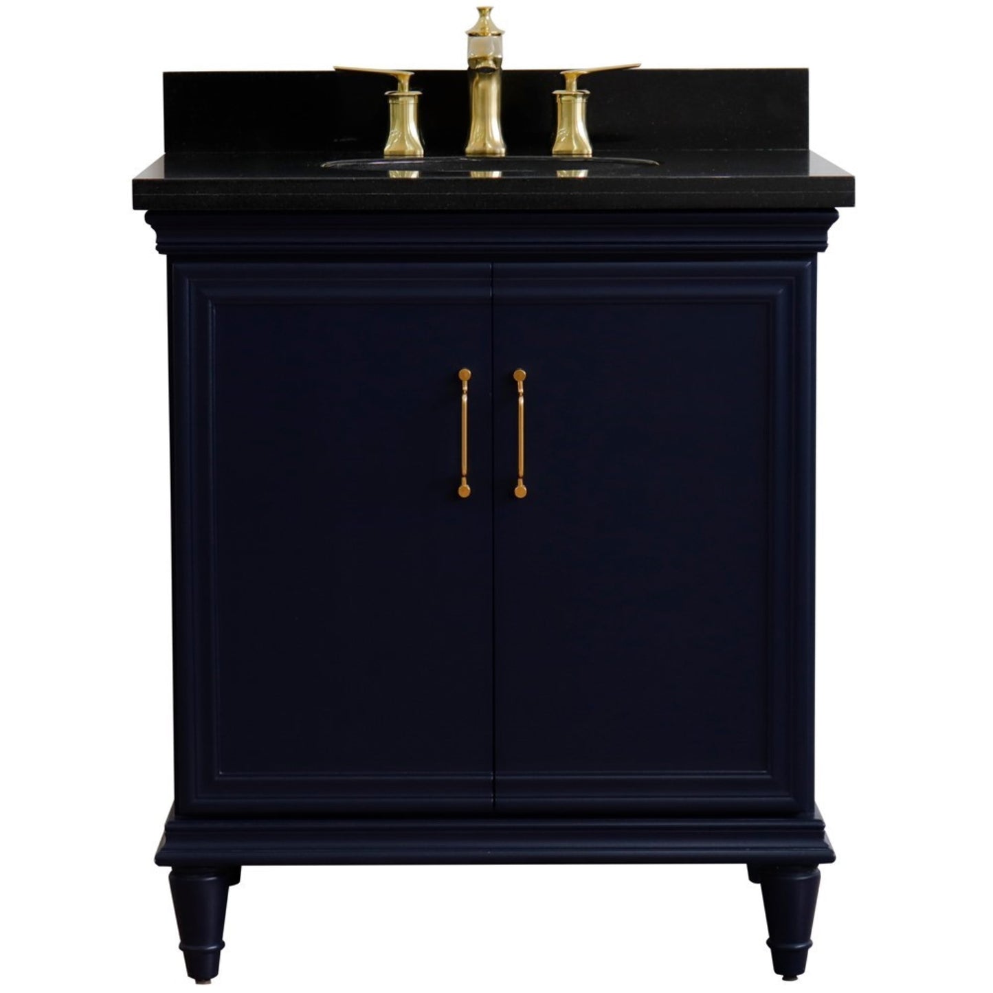 31" Single vanity in Blue finish with Black galaxy and oval sink