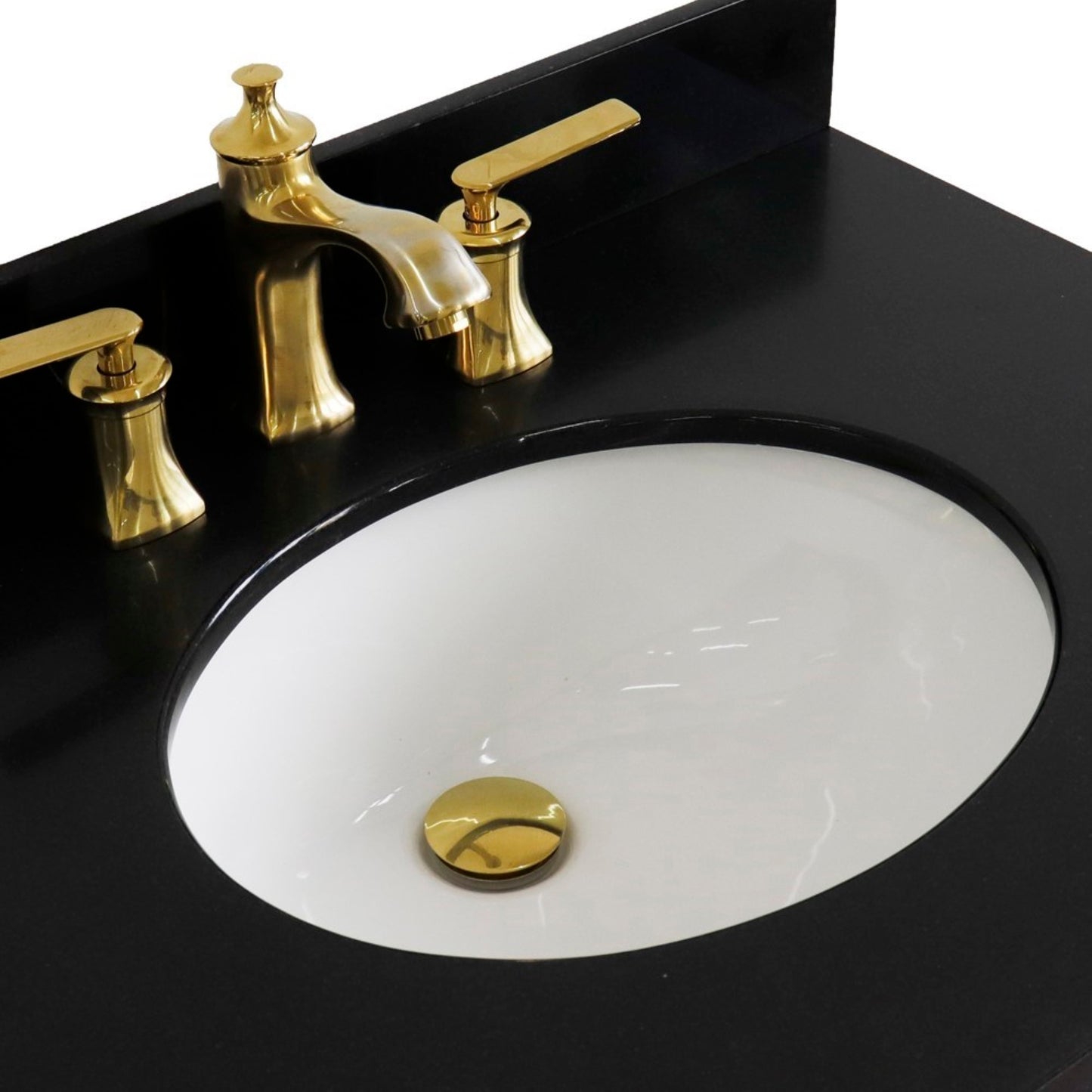 31" Single vanity in Blue finish with Black galaxy and oval sink
