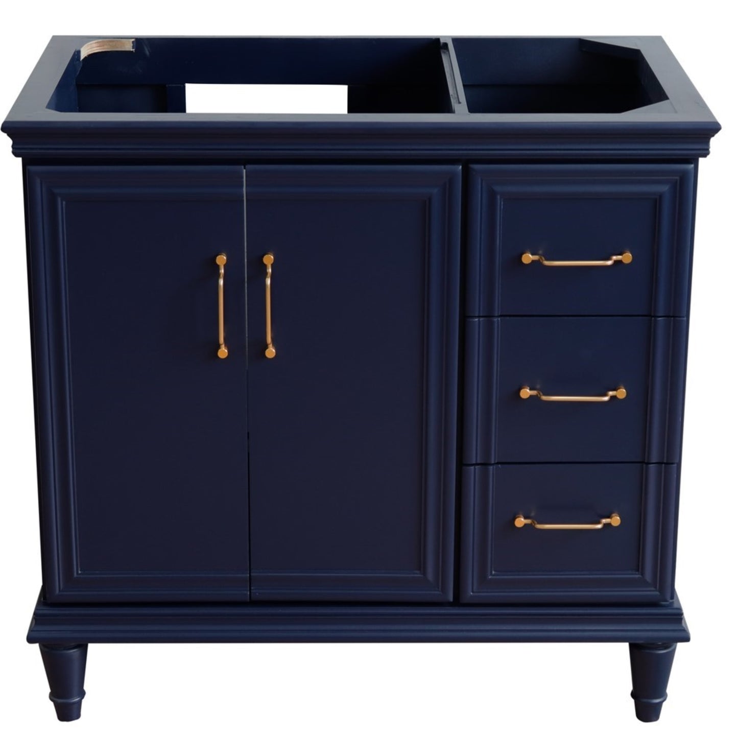 36" Single vanity in Blue finish left door cabinet only