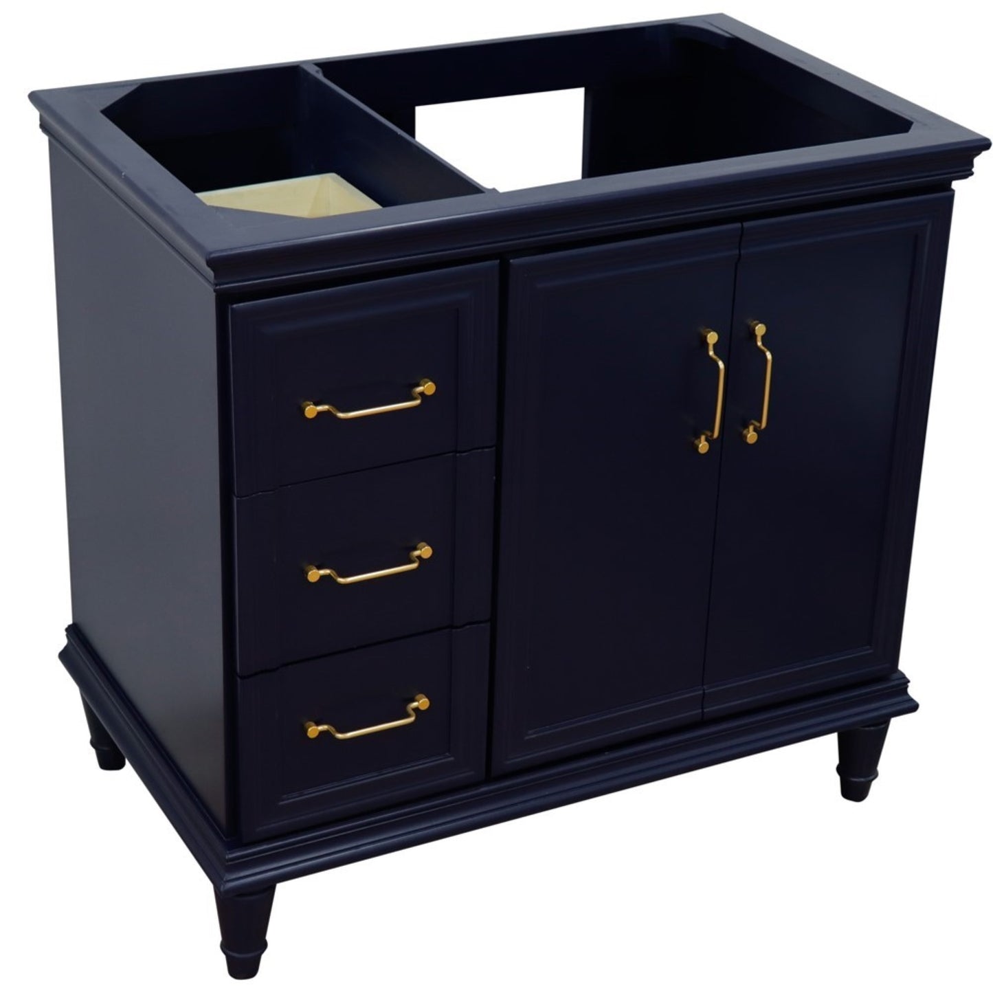 36" Single vanity in Blue finish right door cabinet only