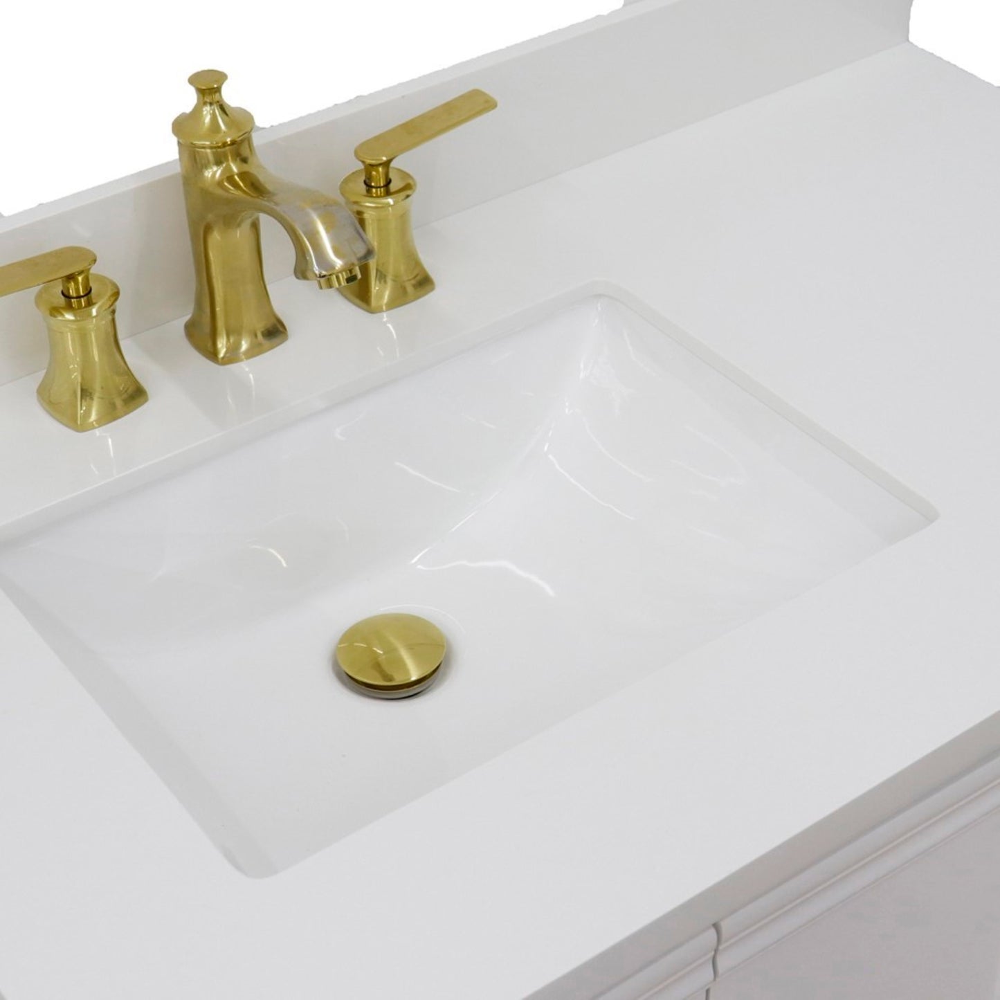 37" Single vanity in White finish with White engineered stone and rectangle sink Left door/Left sink