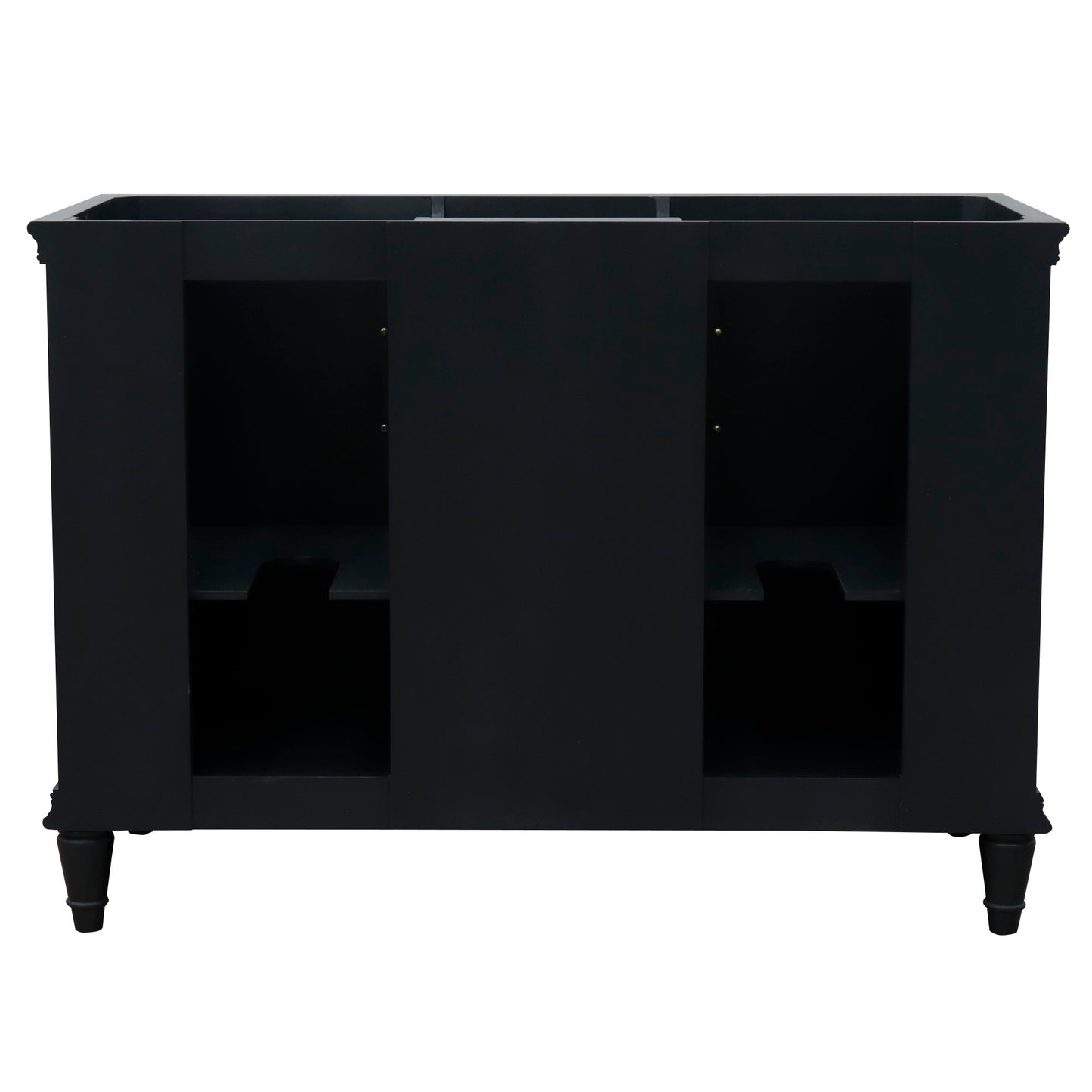 49" Double vanity in Dark Gray finish with Black galaxy and oval sink