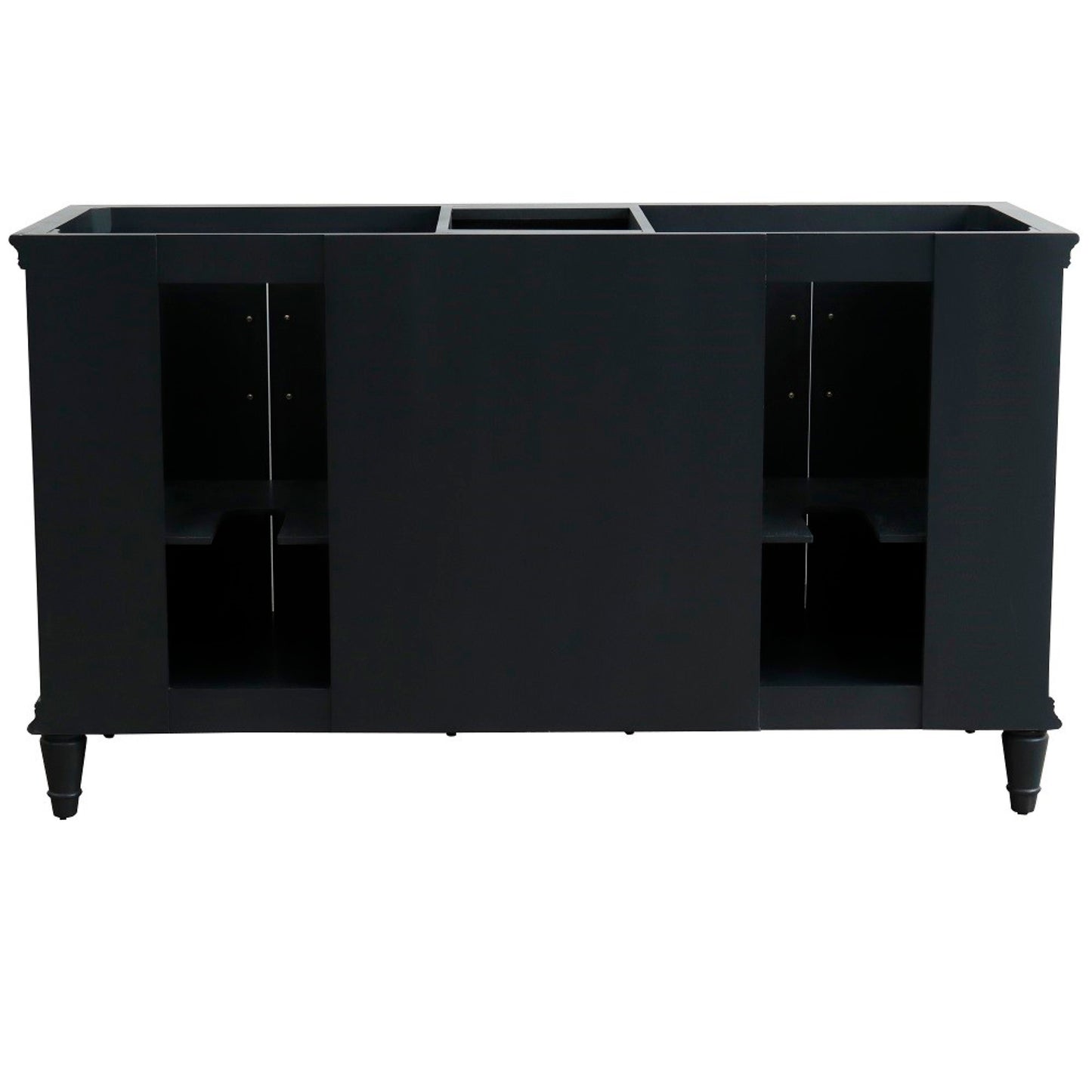 61" Double sink vanity in Dark Gray finish and Gray granite and oval sink