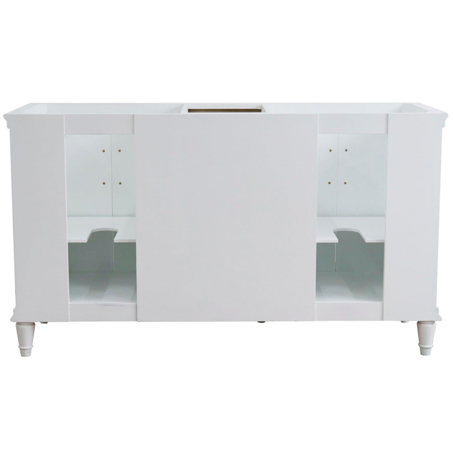 61" Double sink vanity in White finish and White Carrara marble and rectangle sink