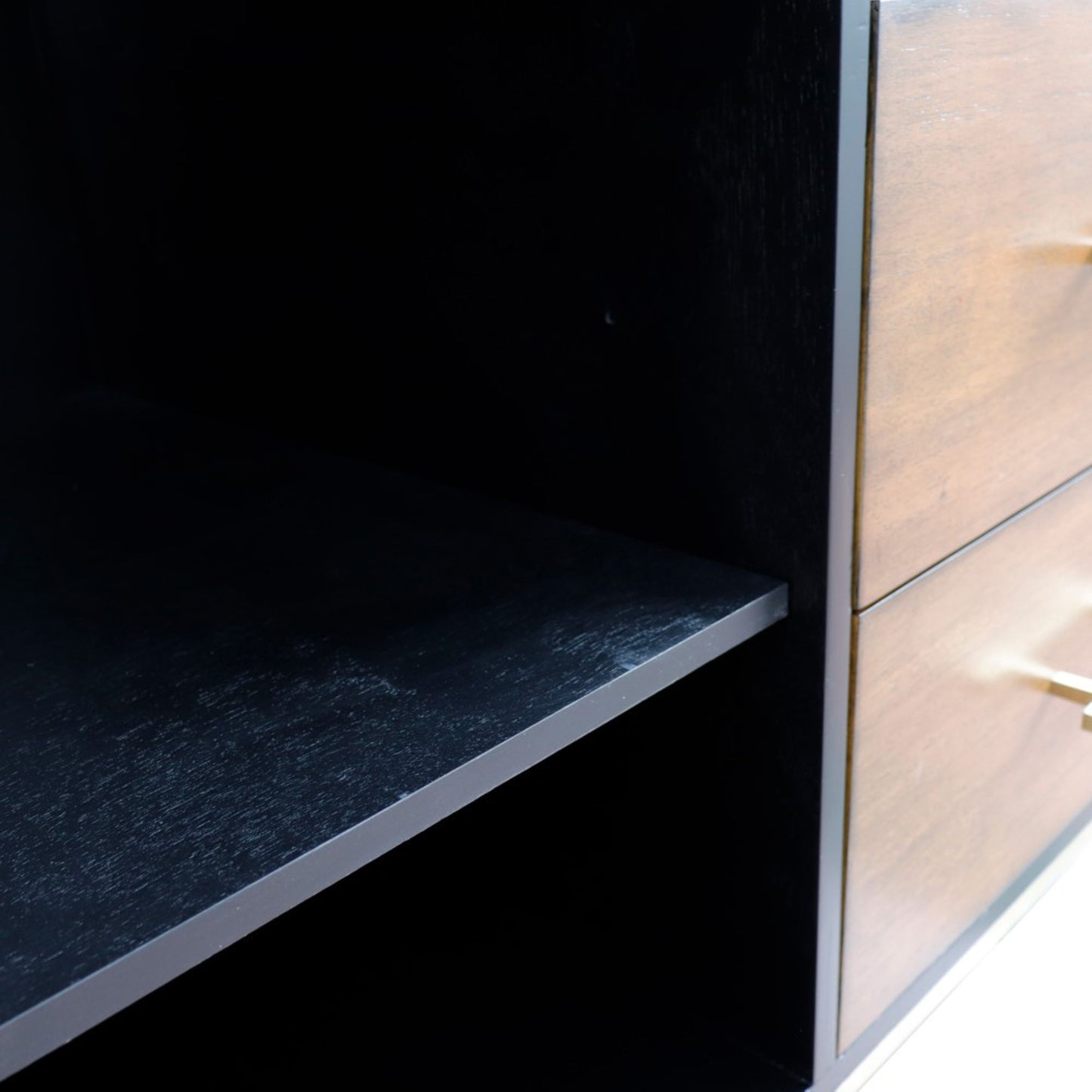 61" Double sink vanity in Walnut and Black finish and White engineered stone and oval sink