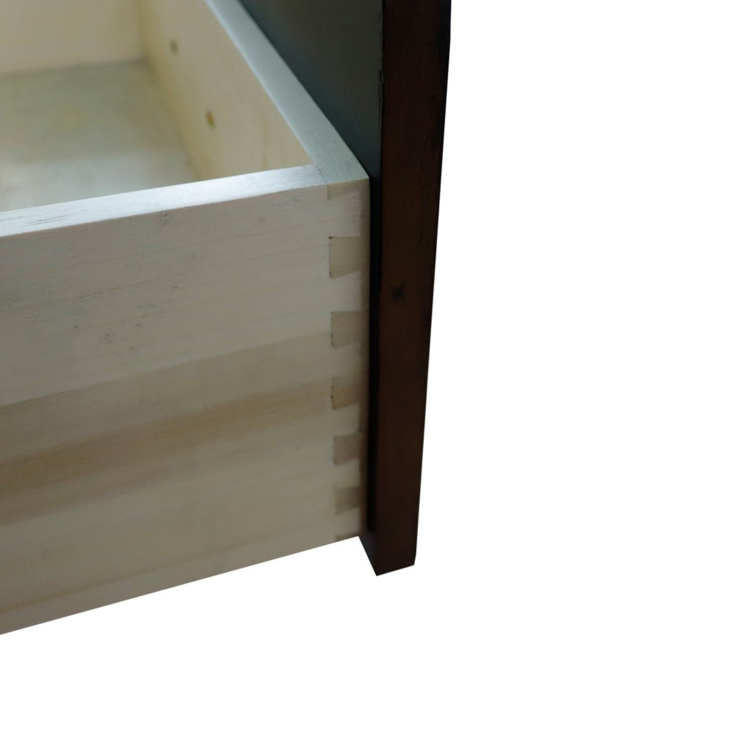 61" Double sink vanity in Walnut and Black finish and White engineered stone and round sink