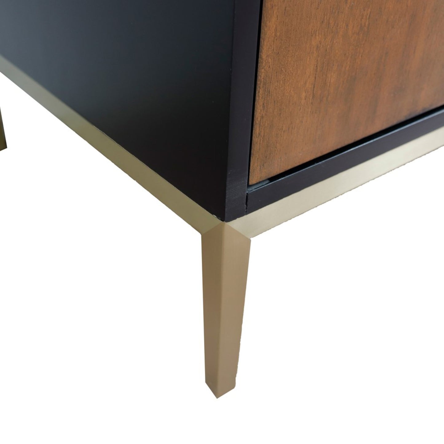 61" Double sink vanity in Walnut and Black finish and White engineered stone and rectangle sink