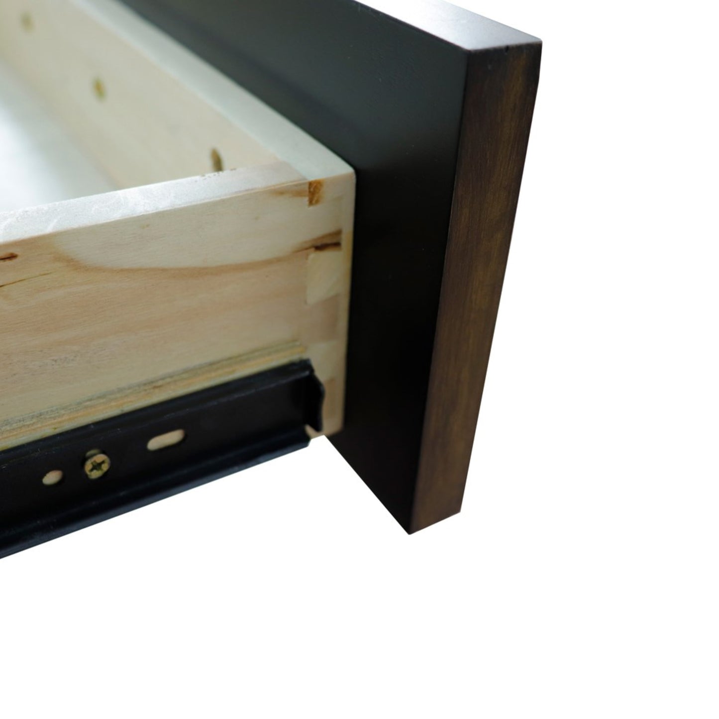 61" Double sink vanity in Walnut and Black finish and White engineered stone and rectangle sink