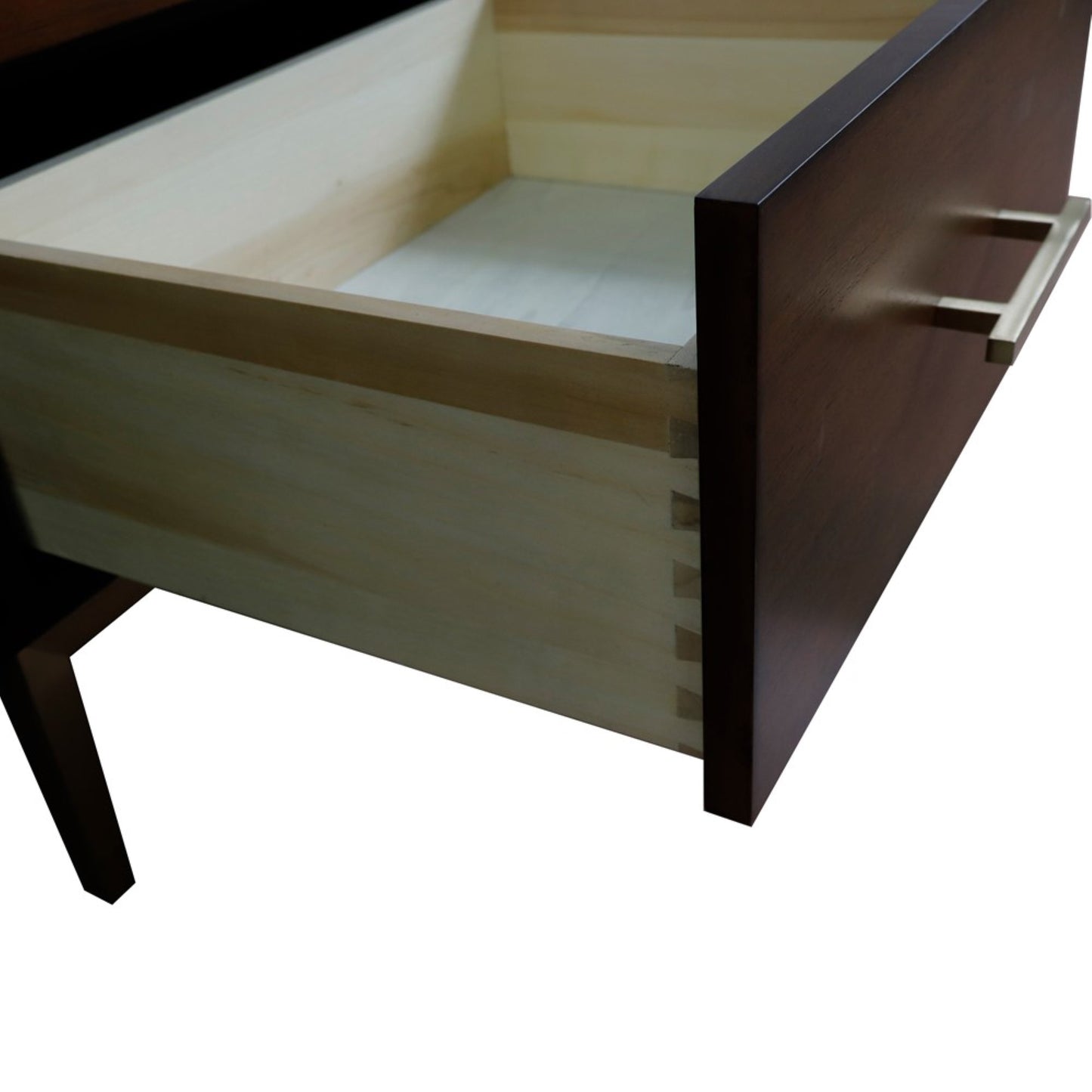 61" Double sink vanity in Walnut and Black finish and White engineered stone and rectangle sink