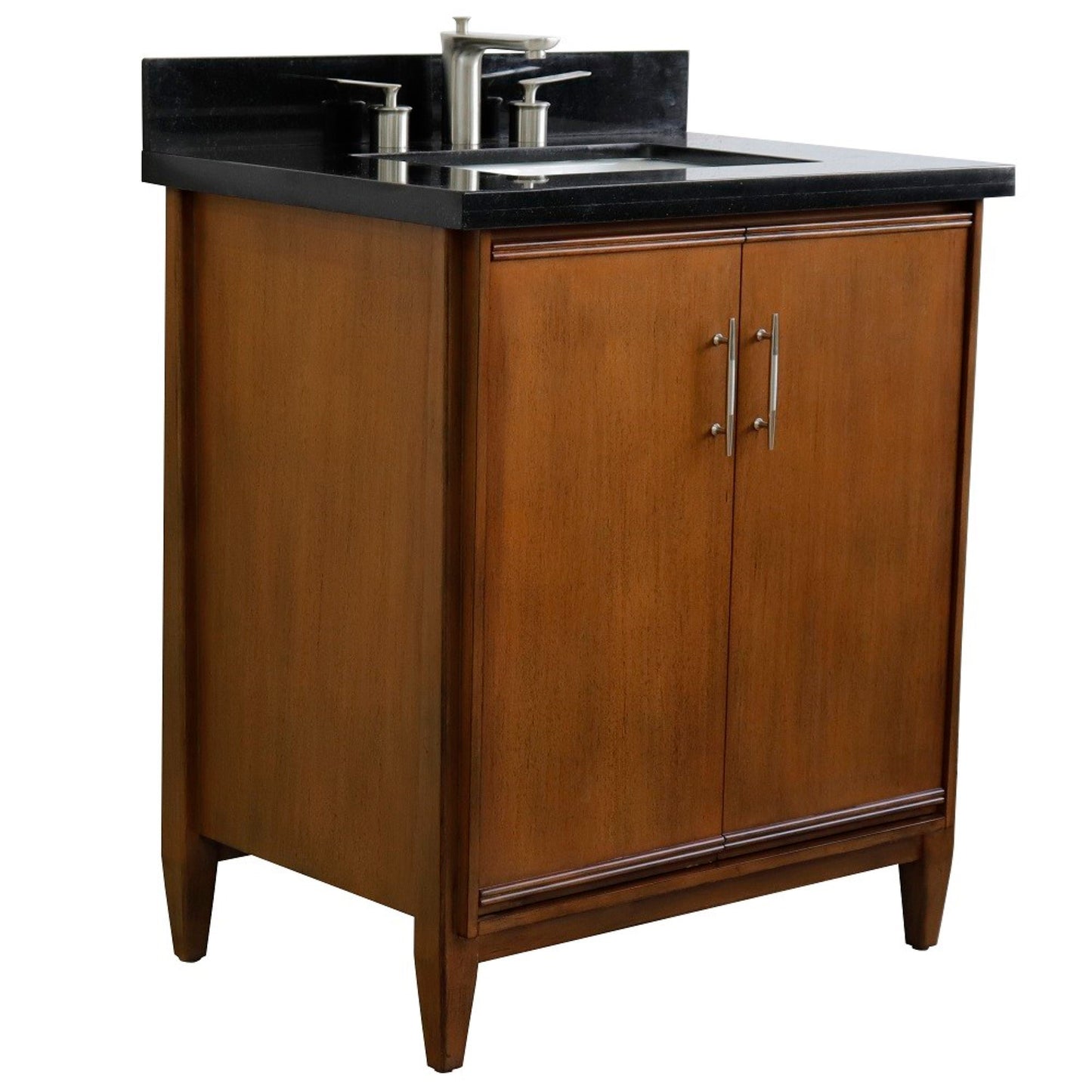 31" Single sink vanity in Walnut finish with Black galaxy granite with rectangle sink