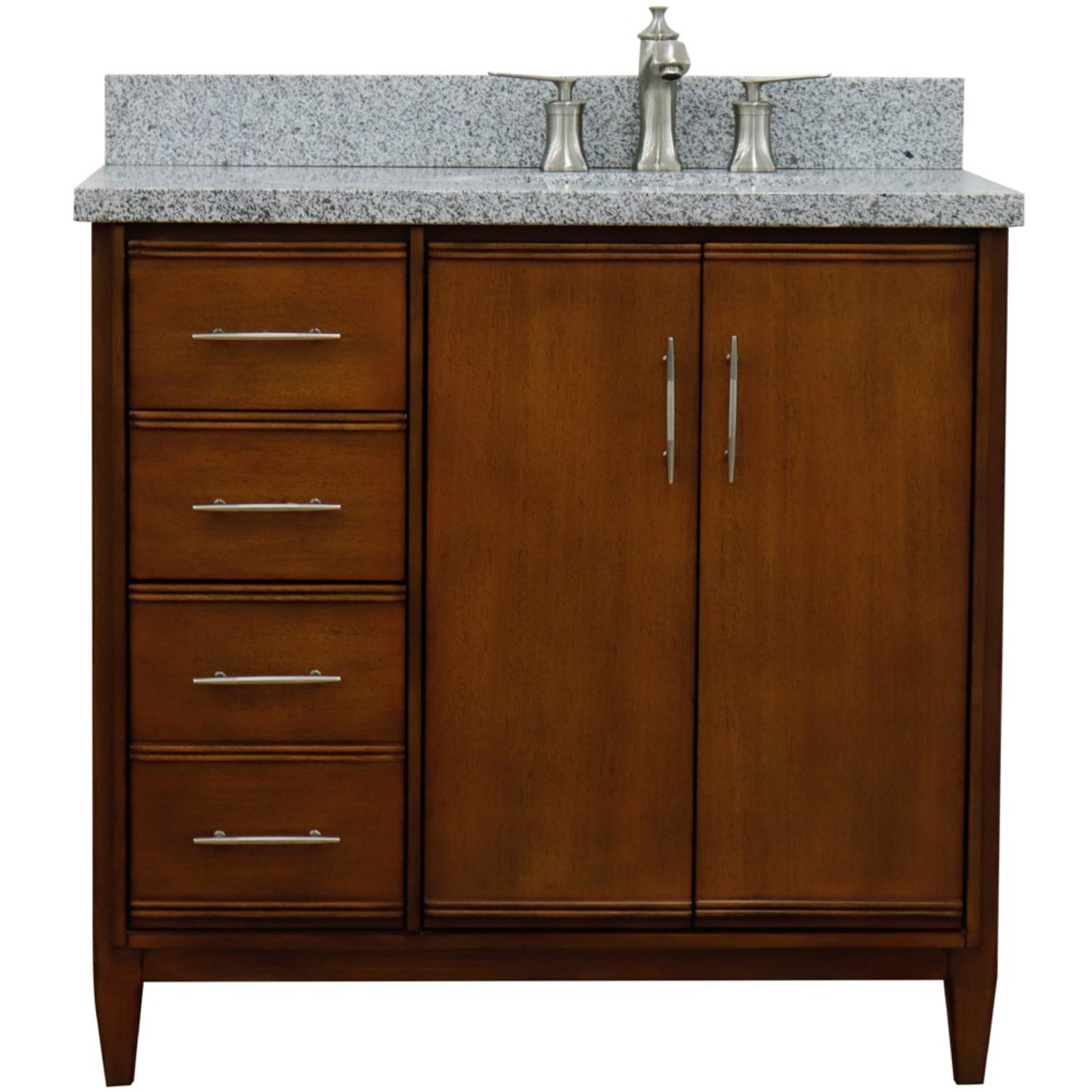 37" Single vanity in Walnut finish with Gray granite and oval sink Right door/Right sink