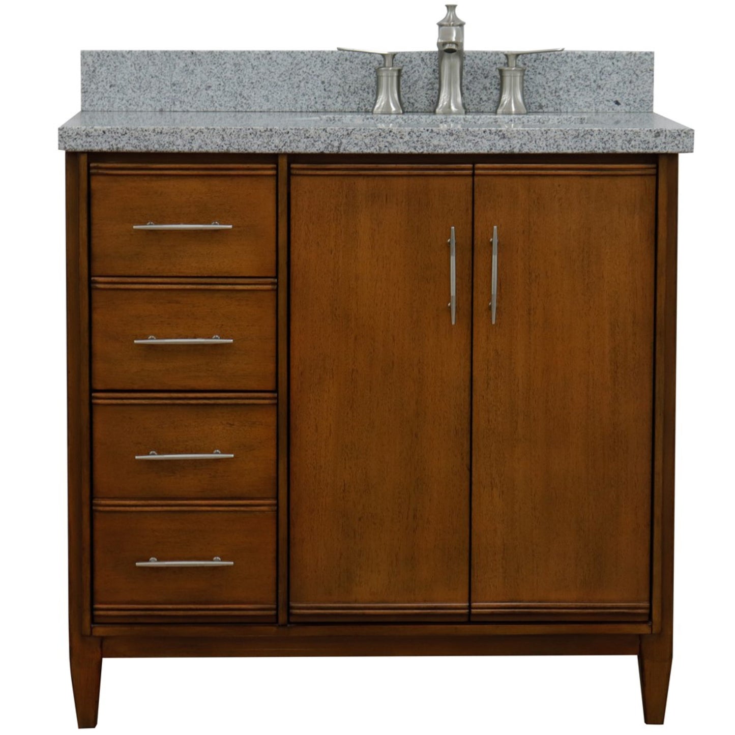 37" Single vanity in Walnut finish with Gray granite and rectangle sink Right door/Right sink