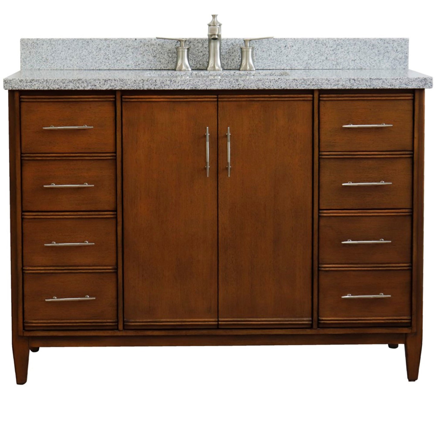 49" Single sink vanity in Walnut finish with Gray granite and rectangle sink