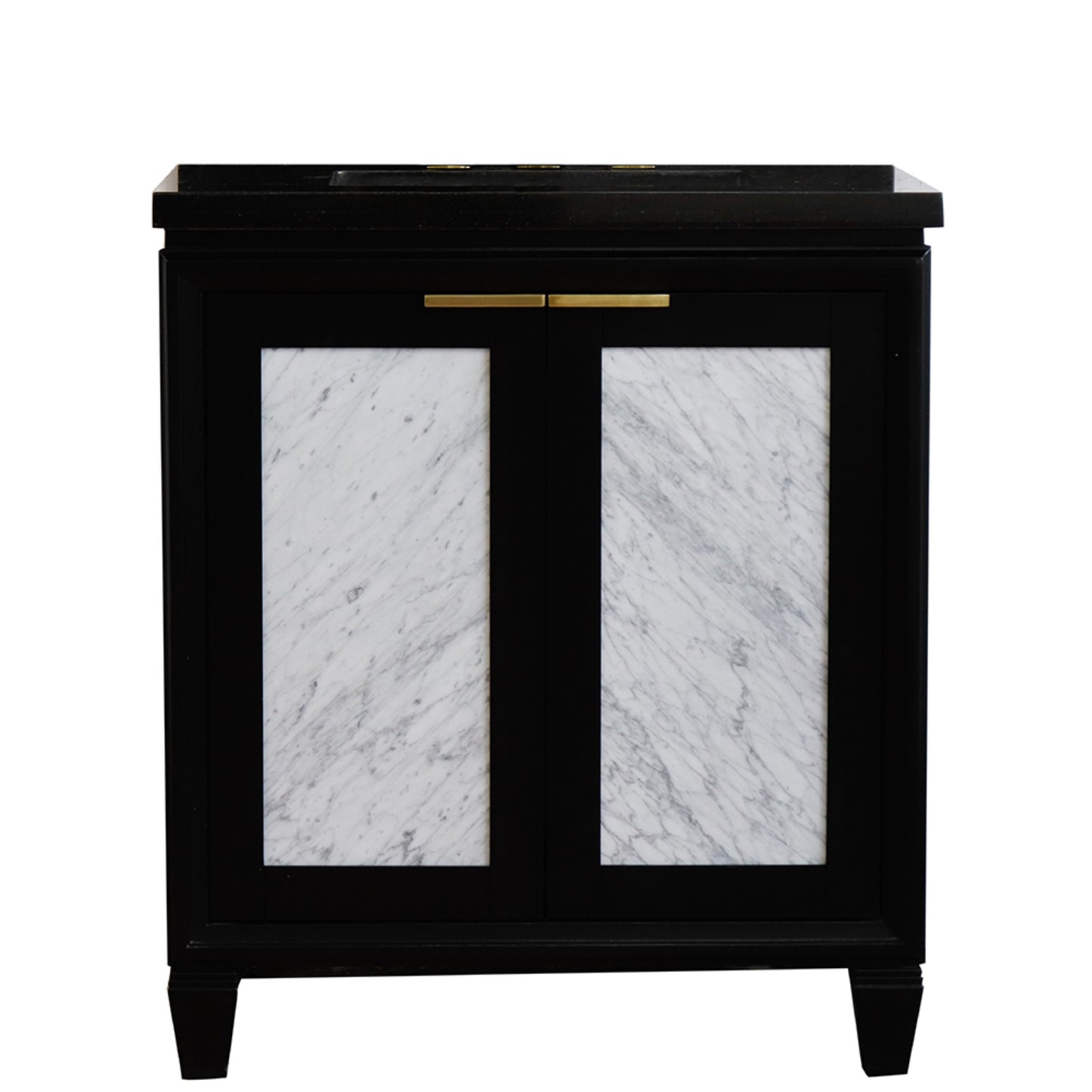 31" Single sink vanity in Black finish with Black galaxy granite with rectangle sink