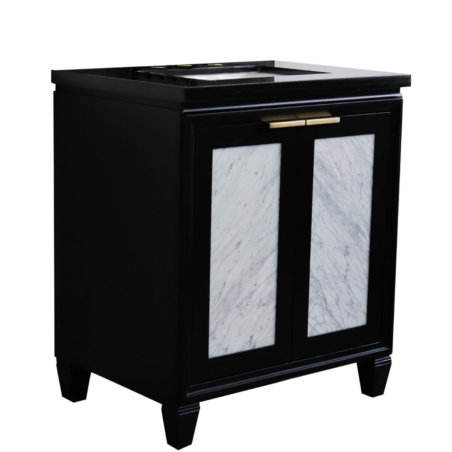 31" Single sink vanity in Black finish with Black galaxy granite with rectangle sink