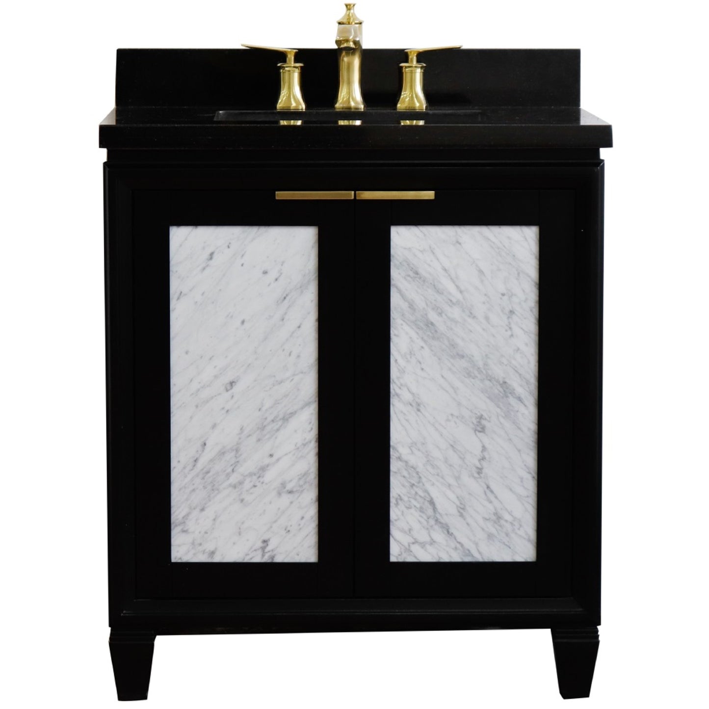 31" Single sink vanity in Black finish with Black galaxy granite with rectangle sink