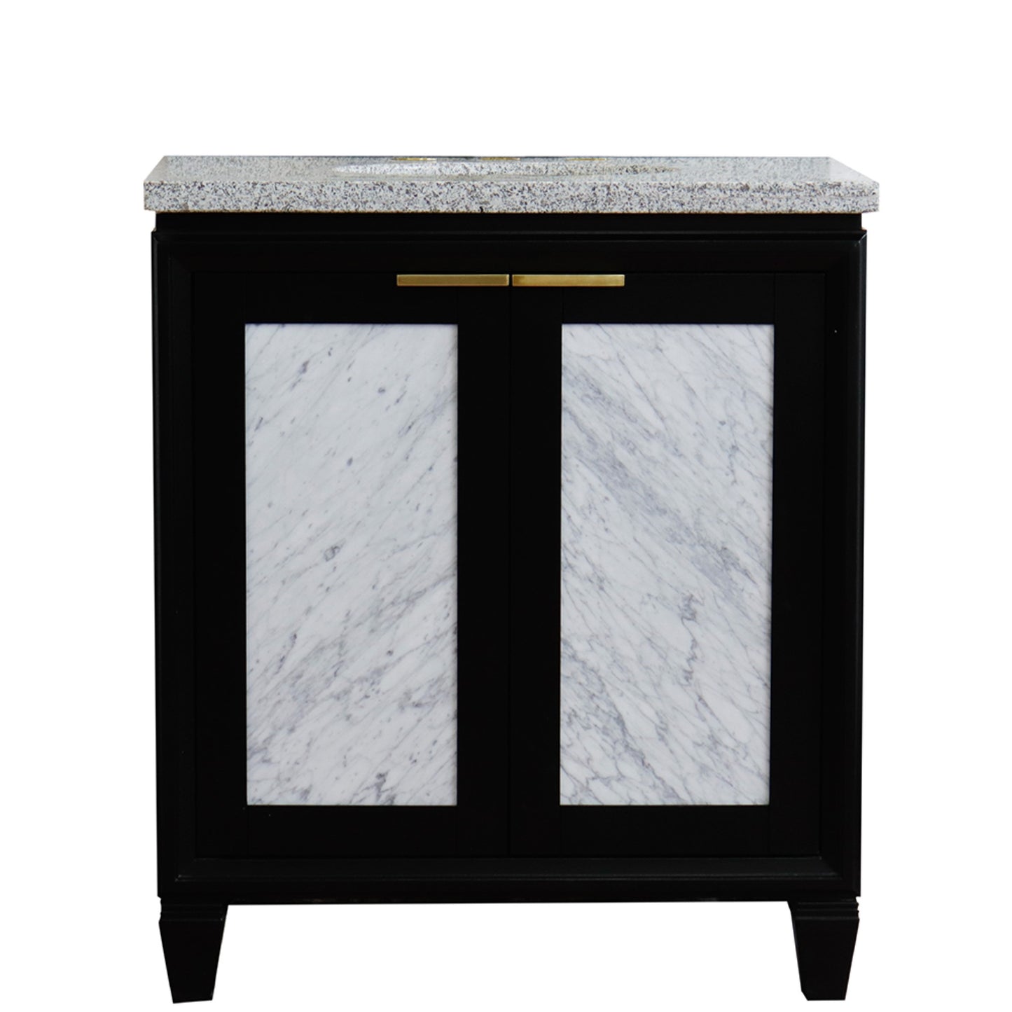 31" Single sink vanity in Black finish with Gray granite with oval sink