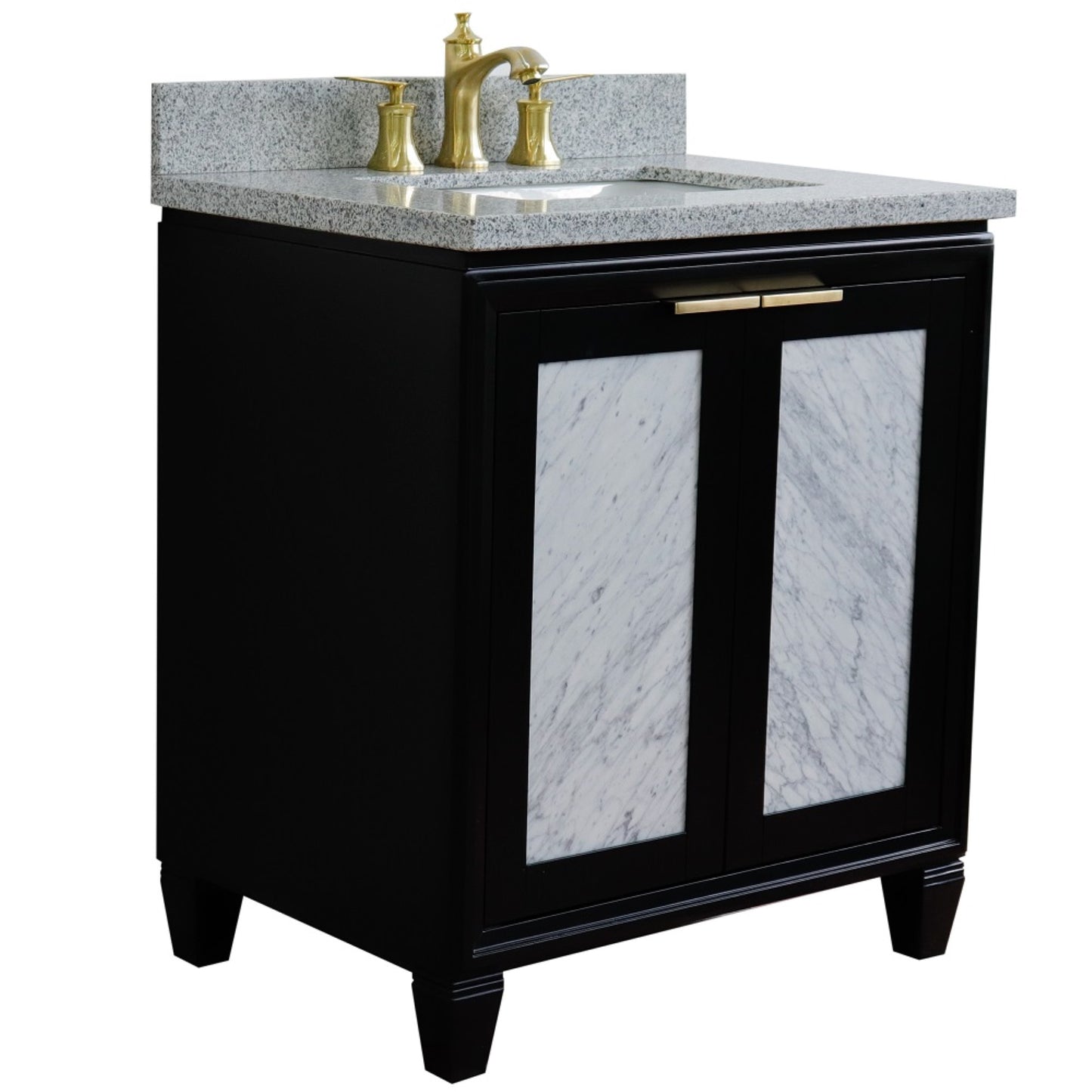 31" Single sink vanity in Black finish with Gray granite with rectangle sink