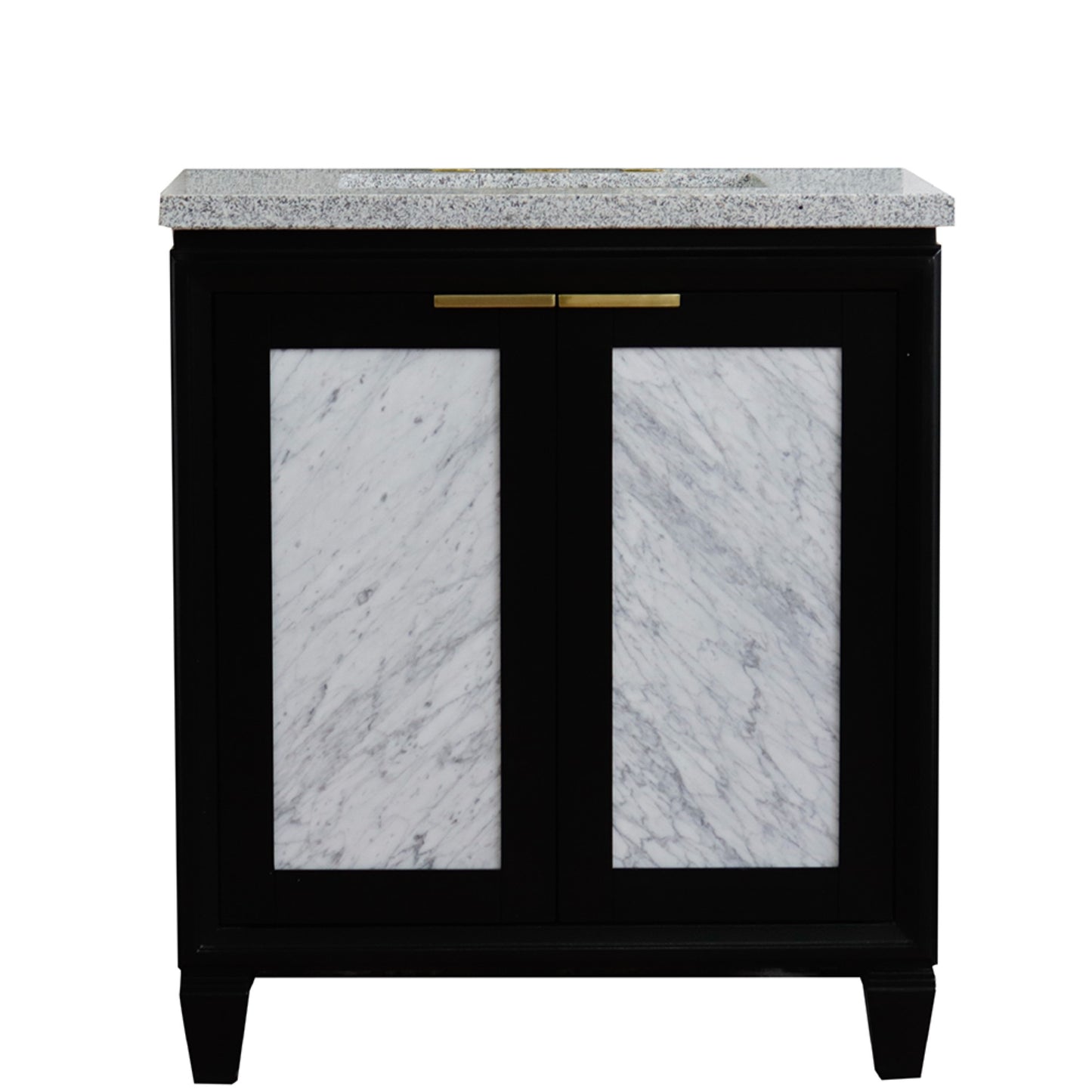 31" Single sink vanity in Black finish with Gray granite with rectangle sink