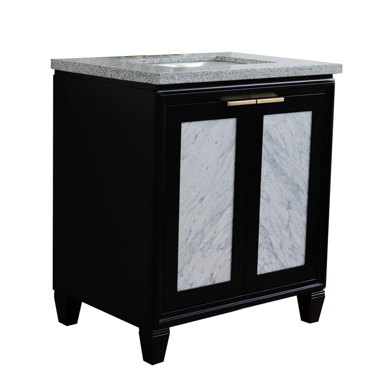 31" Single sink vanity in Black finish with Gray granite with rectangle sink