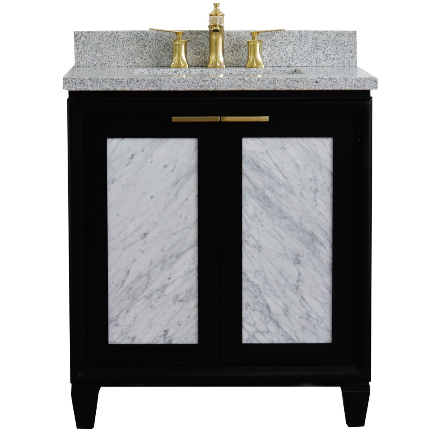 31" Single sink vanity in Black finish with Gray granite with rectangle sink