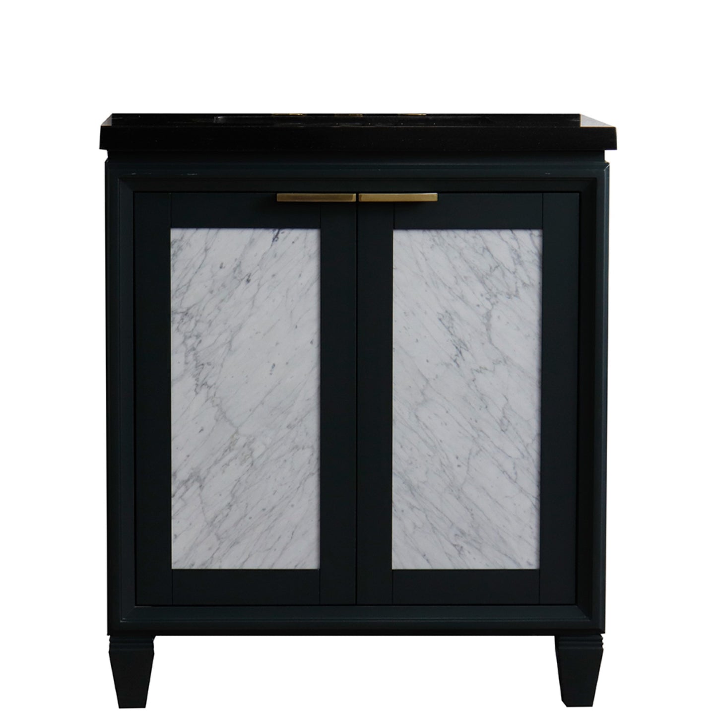 31" Single sink vanity in Dark Gray finish with Black galaxy granite with rectangle sink