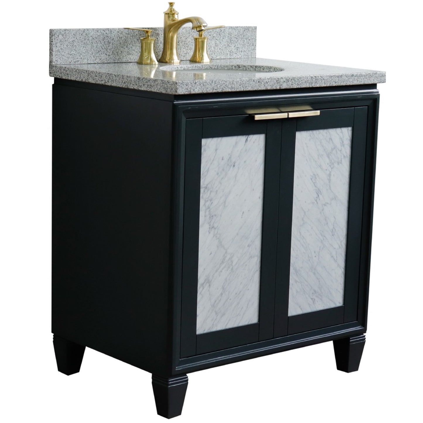 31" Single sink vanity in Dark Gray finish with Gray granite with oval sink