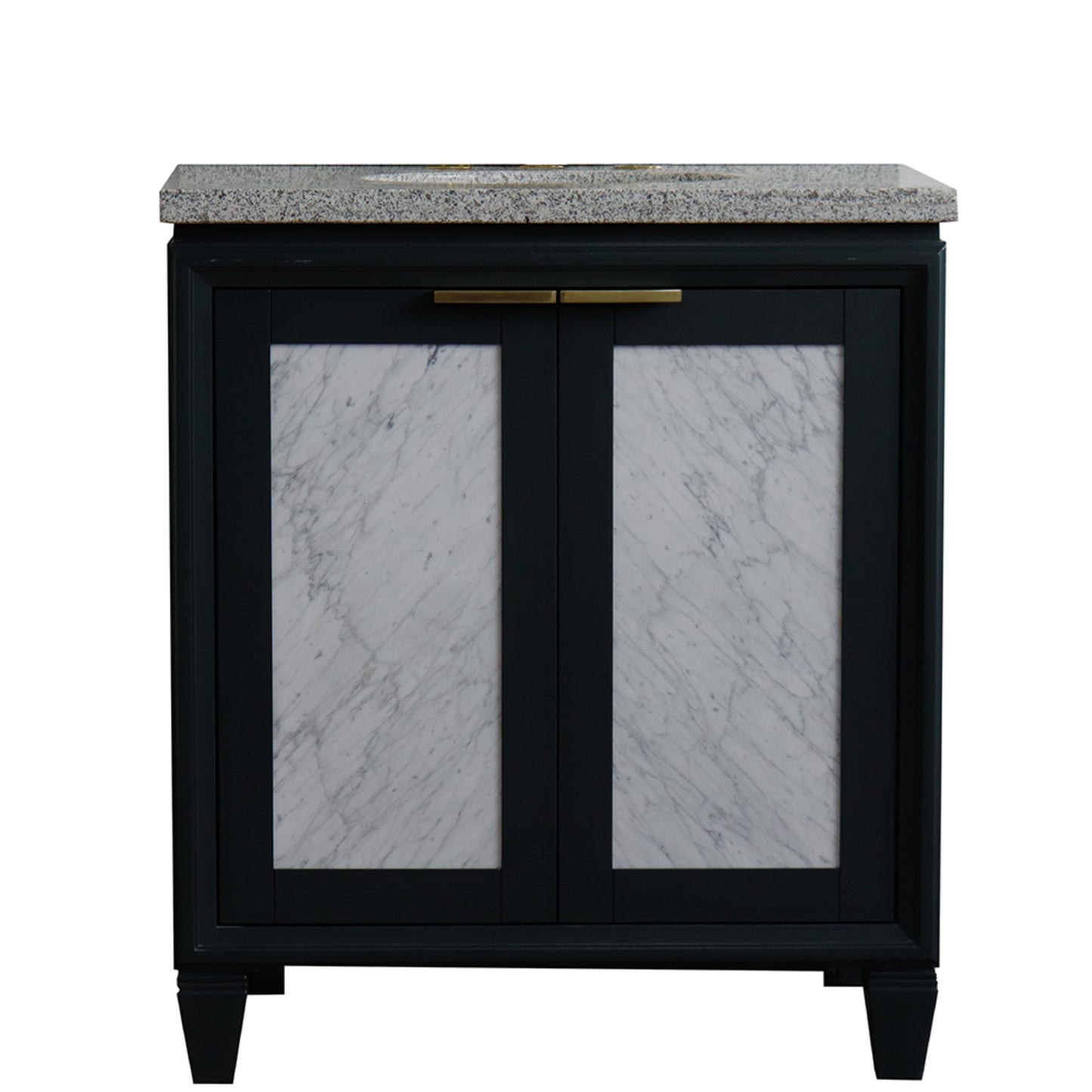 31" Single sink vanity in Dark Gray finish with Gray granite with oval sink