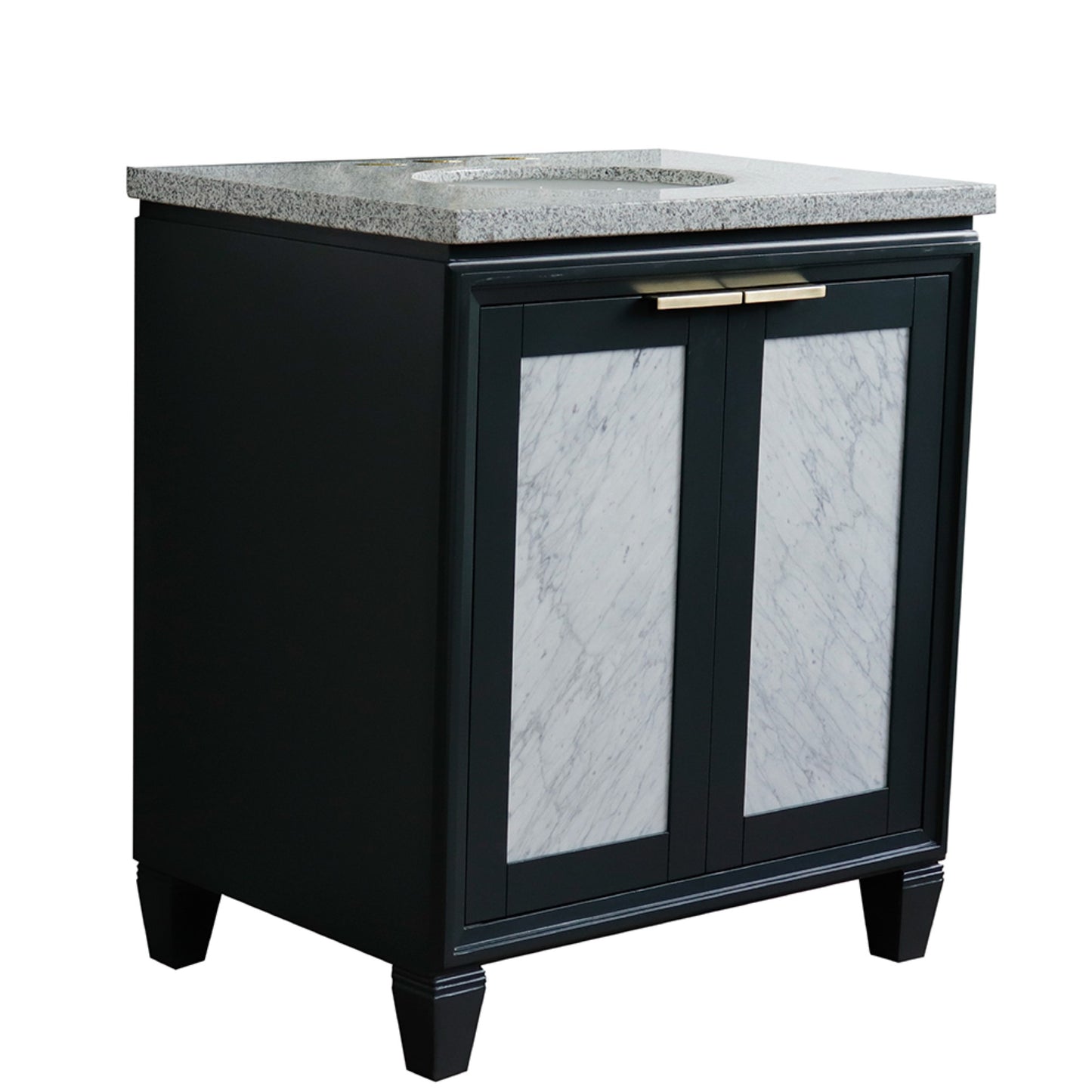 31" Single sink vanity in Dark Gray finish with Gray granite with oval sink