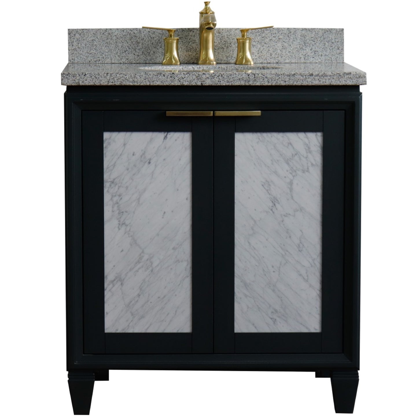 31" Single sink vanity in Dark Gray finish with Gray granite with oval sink