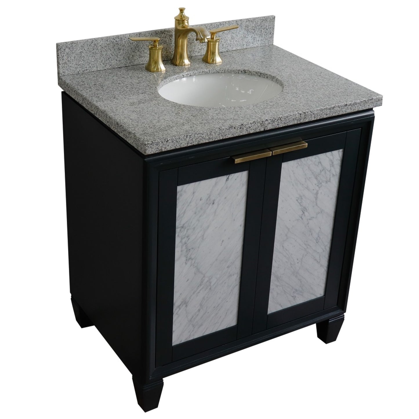 31" Single sink vanity in Dark Gray finish with Gray granite with oval sink