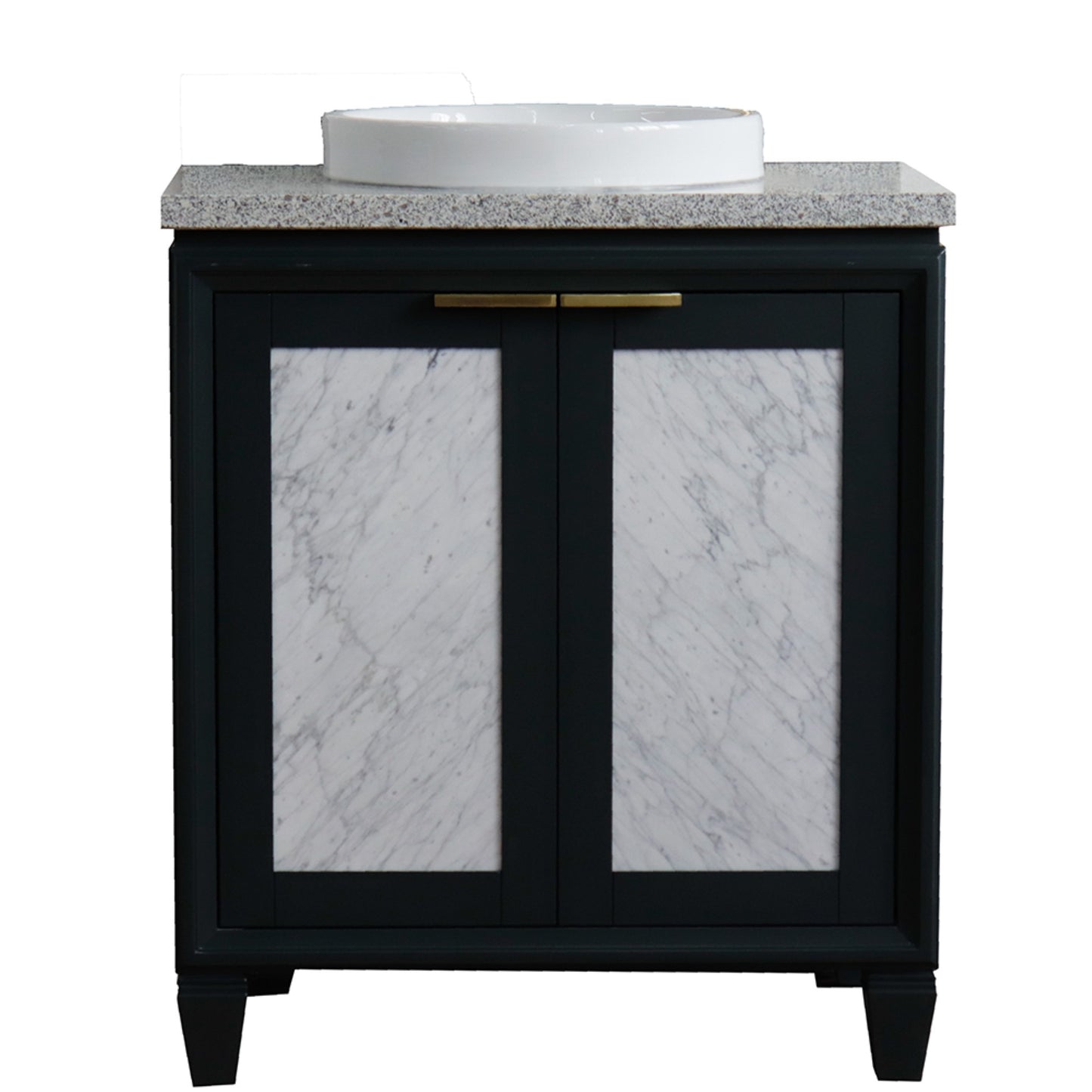 31" Single sink vanity in Dark Gray finish with Gray granite with round sink