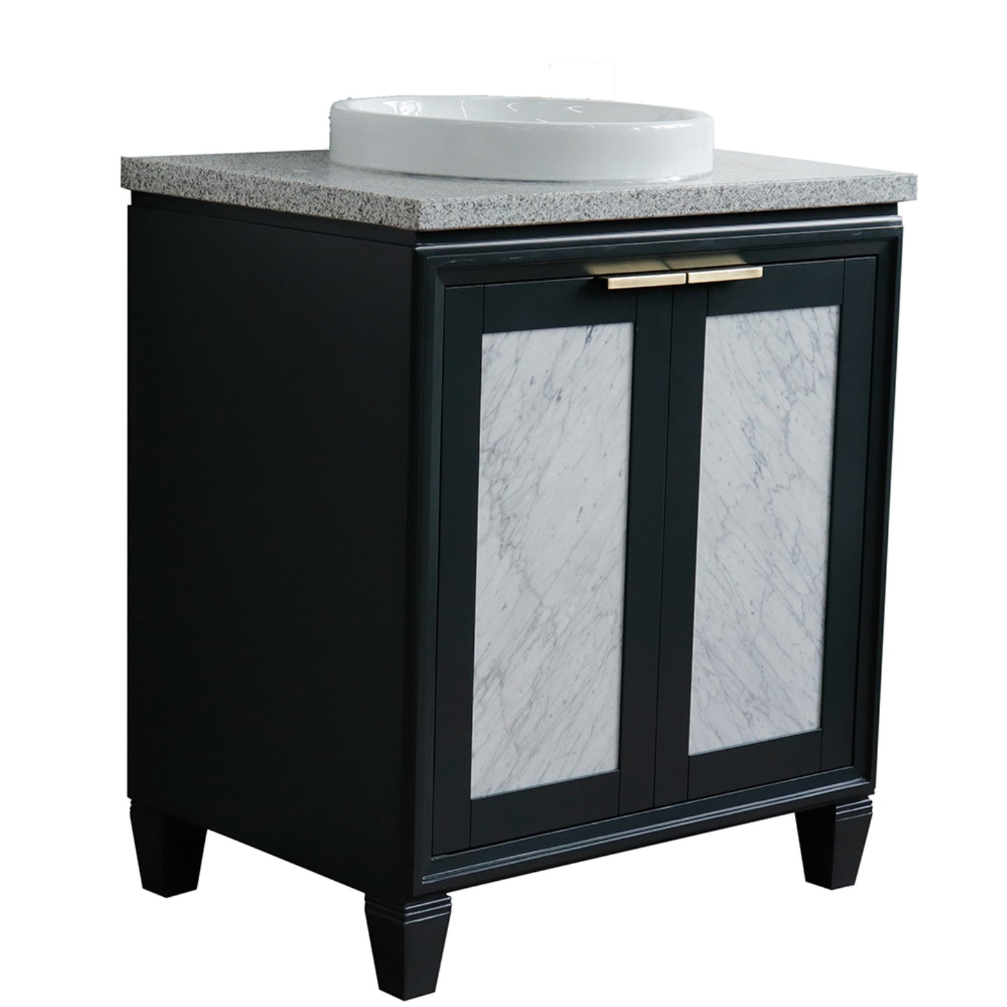 31" Single sink vanity in Dark Gray finish with Gray granite with round sink
