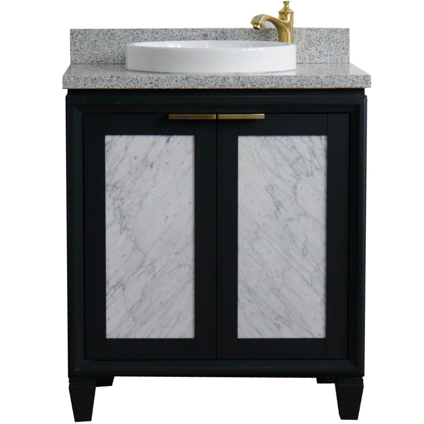 31" Single sink vanity in Dark Gray finish with Gray granite with round sink