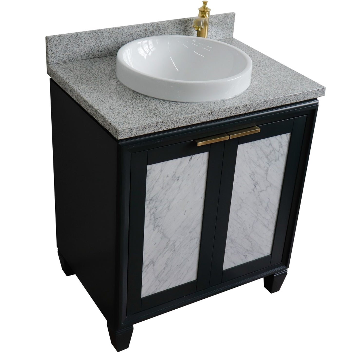 31" Single sink vanity in Dark Gray finish with Gray granite with round sink