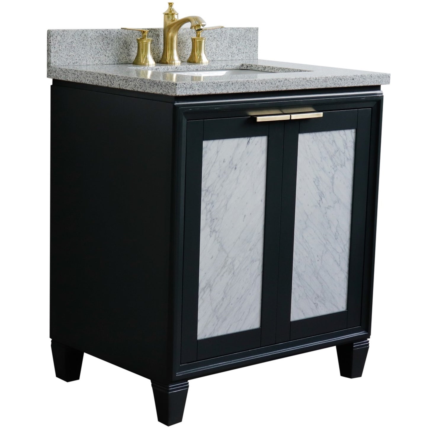31" Single sink vanity in Dark Gray finish with Gray granite with rectangle sink