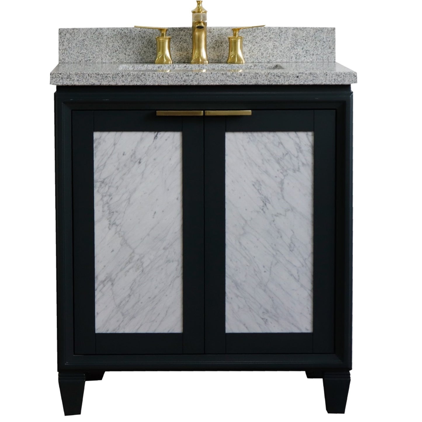 31" Single sink vanity in Dark Gray finish with Gray granite with rectangle sink