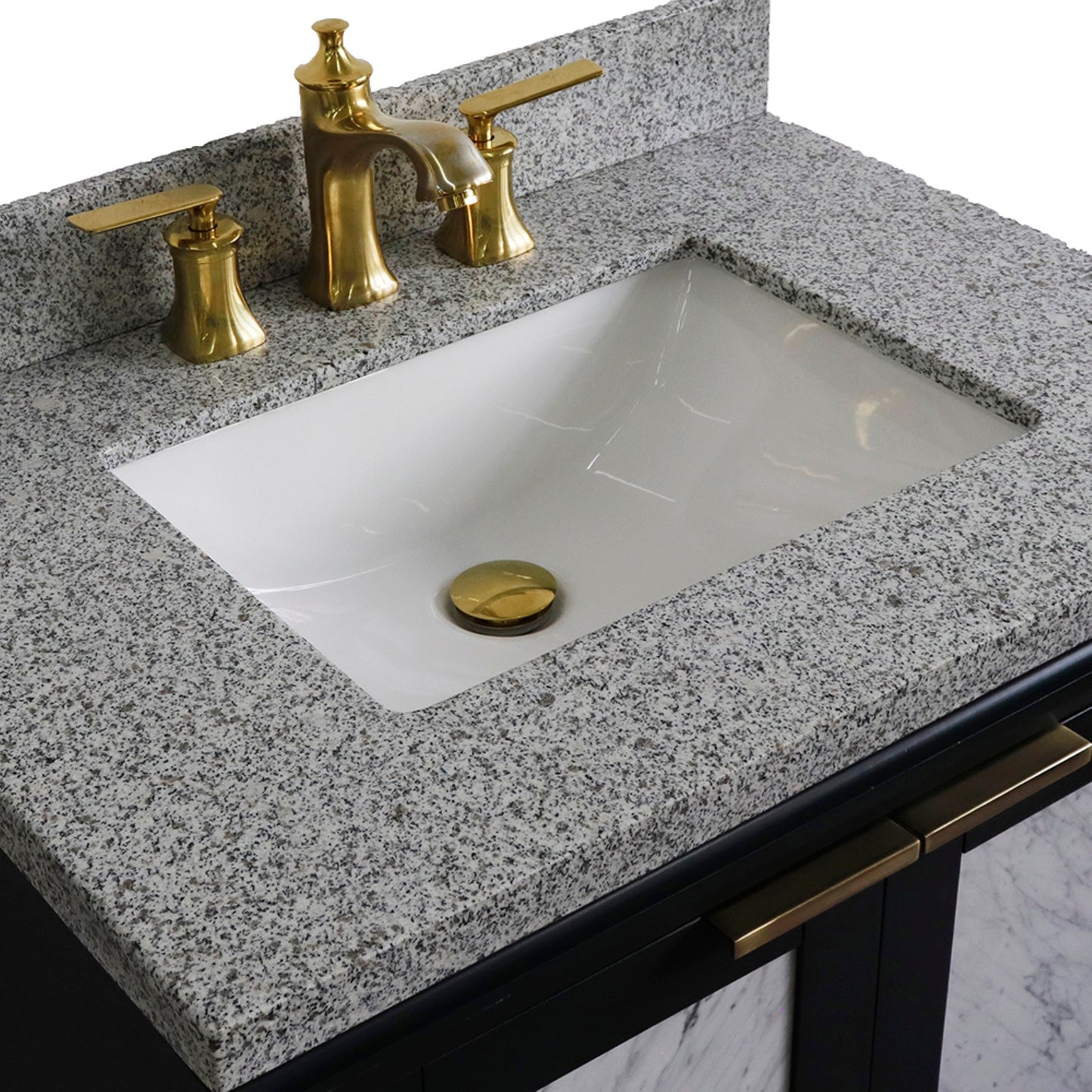 31" Single sink vanity in Dark Gray finish with Gray granite with rectangle sink