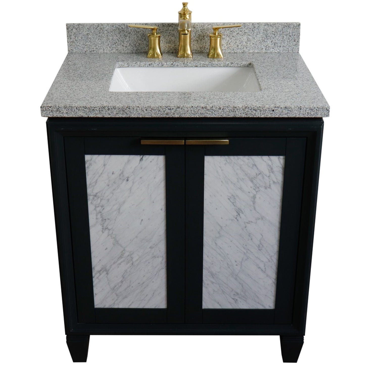31" Single sink vanity in Dark Gray finish with Gray granite with rectangle sink