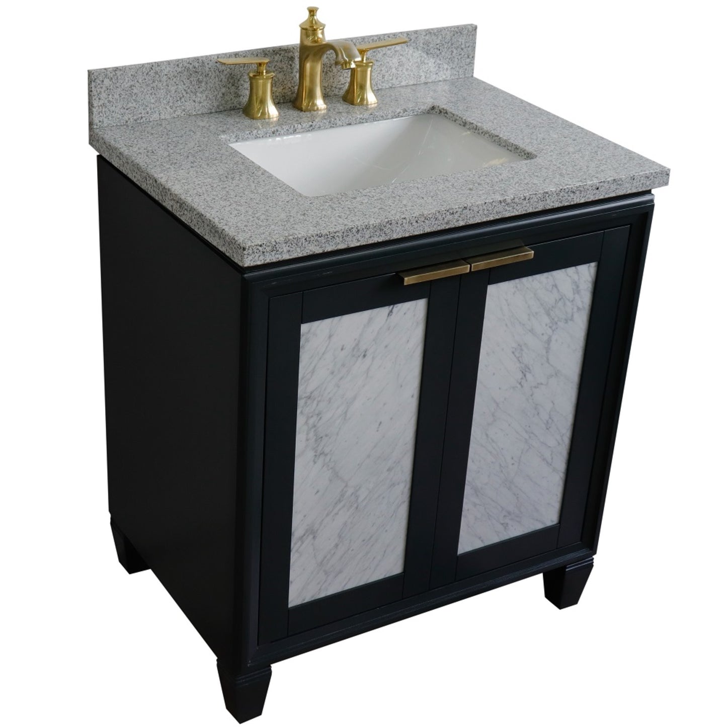 31" Single sink vanity in Dark Gray finish with Gray granite with rectangle sink