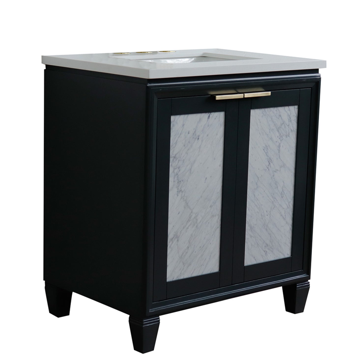 31" Single sink vanity in Dark Gray finish with White engineered stone with rectangle sink