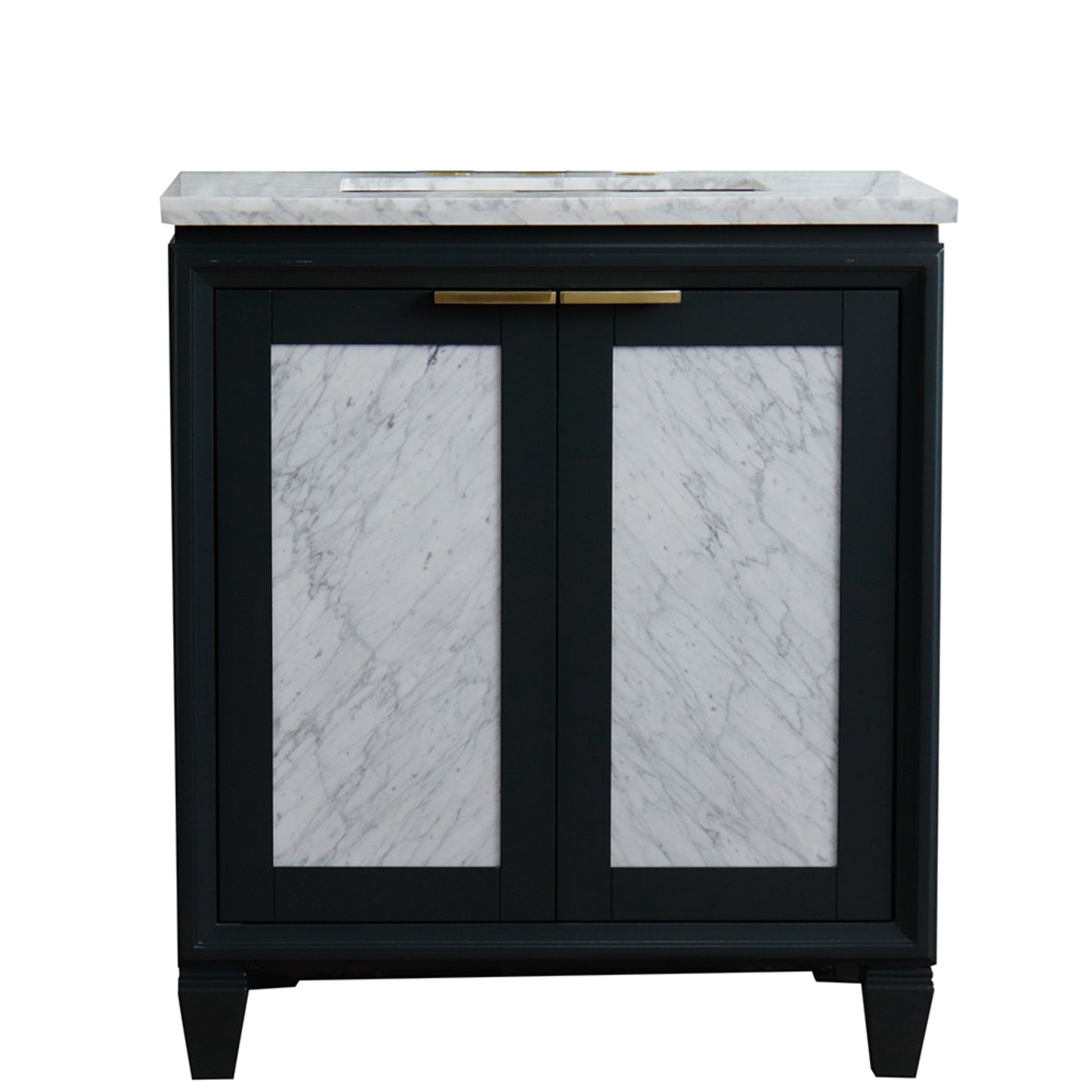 31" Single sink vanity in Dark Gray finish with White Carrara marble with rectangle sink