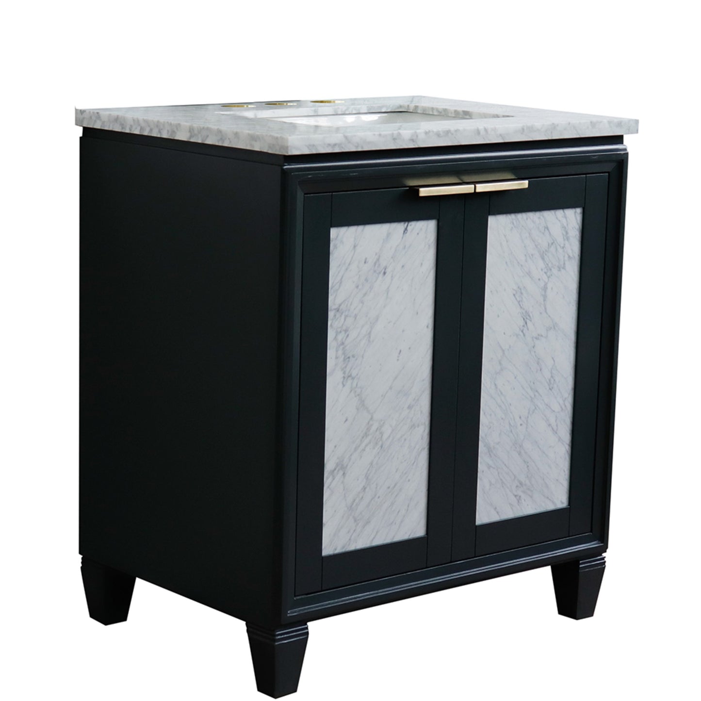 31" Single sink vanity in Dark Gray finish with White Carrara marble with rectangle sink