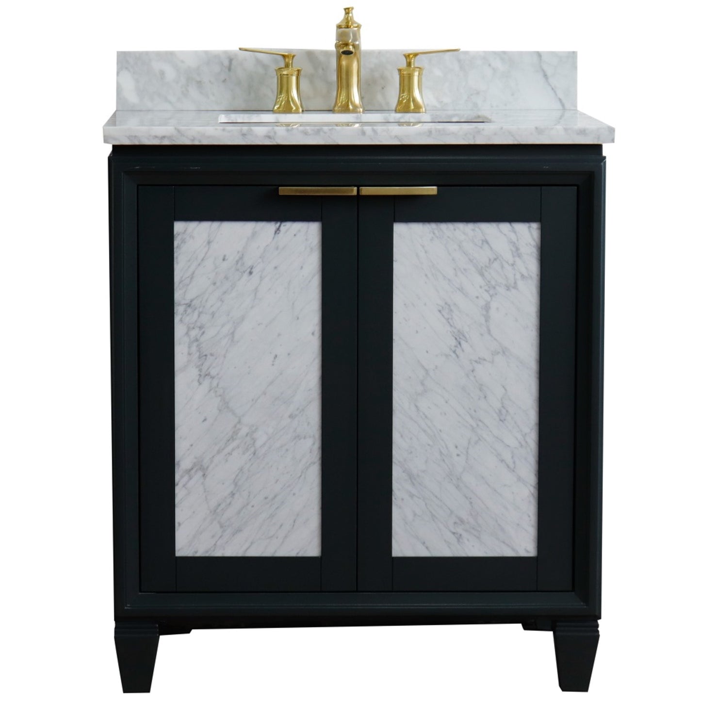 31" Single sink vanity in Dark Gray finish with White Carrara marble with rectangle sink