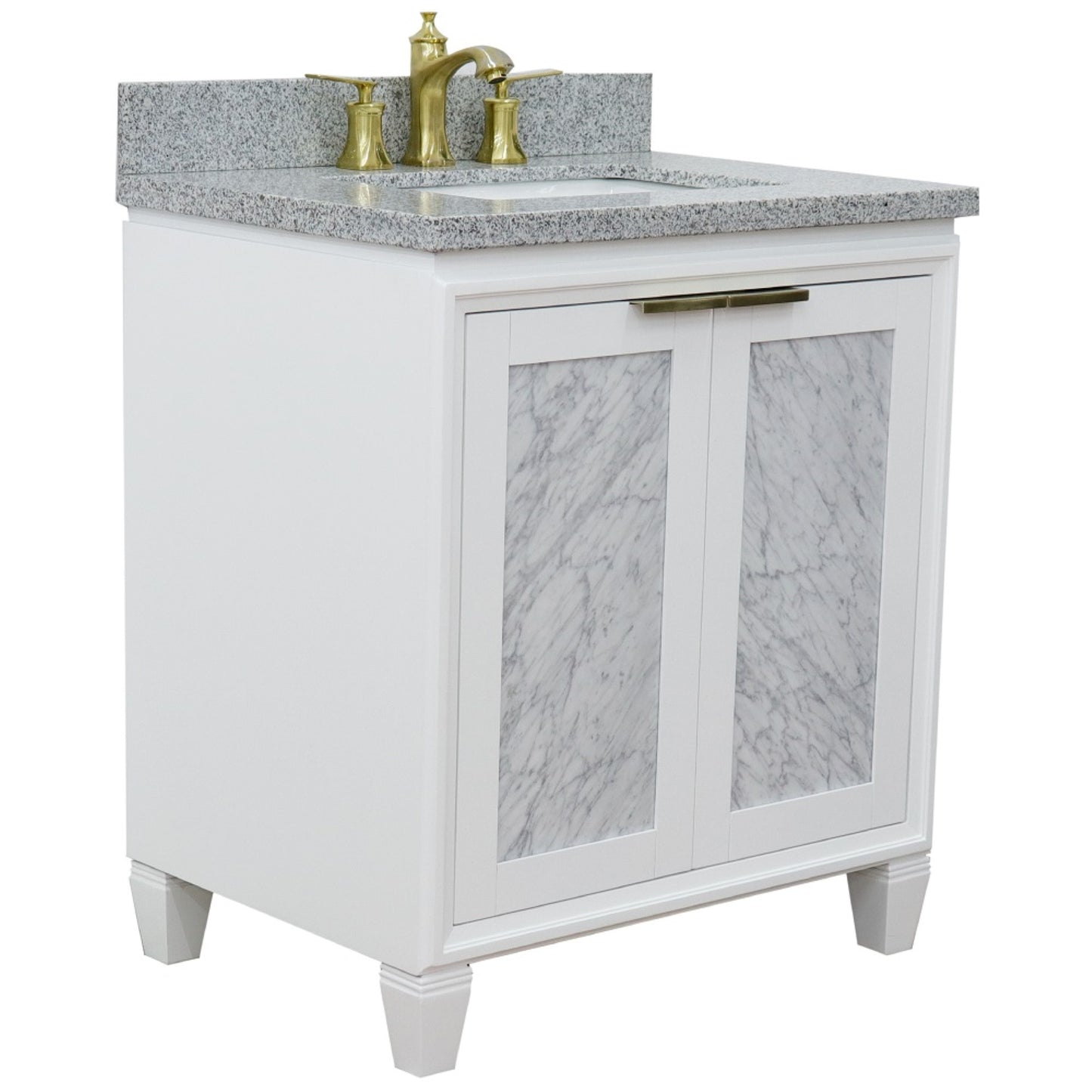 31" Single sink vanity in White finish with Gray granite with rectangle sink