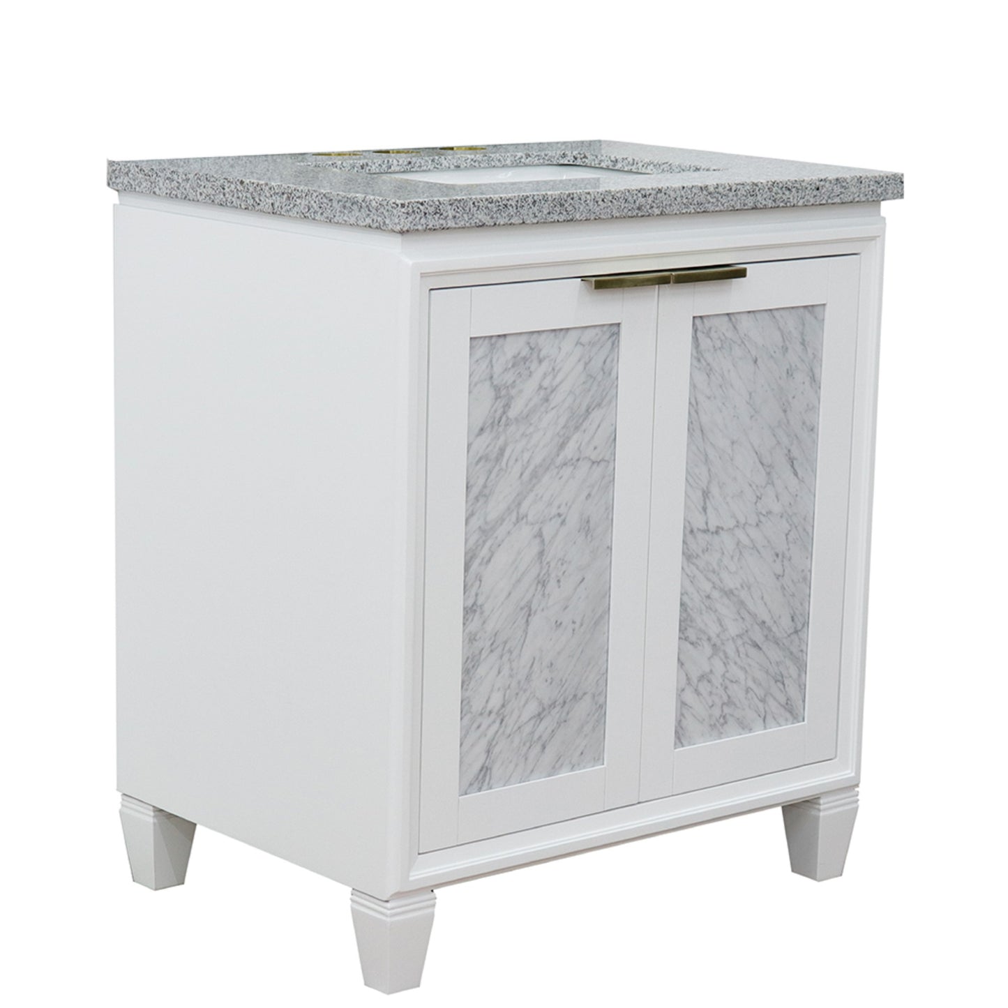 31" Single sink vanity in White finish with Gray granite with rectangle sink