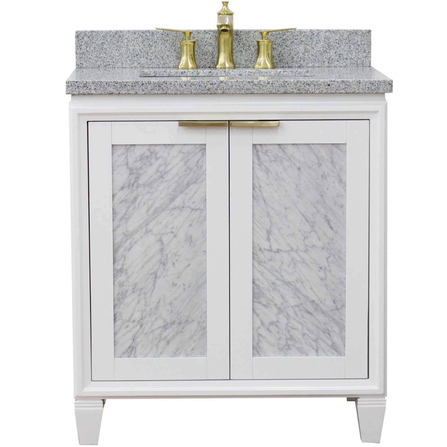 31" Single sink vanity in White finish with Gray granite with rectangle sink