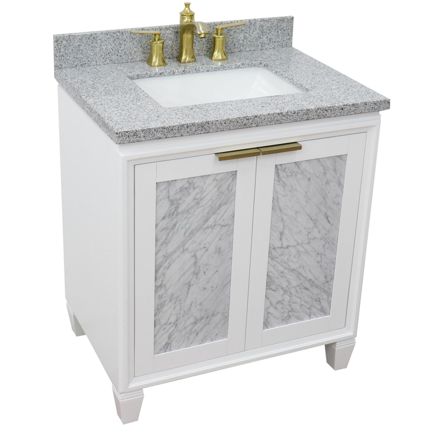 31" Single sink vanity in White finish with Gray granite with rectangle sink